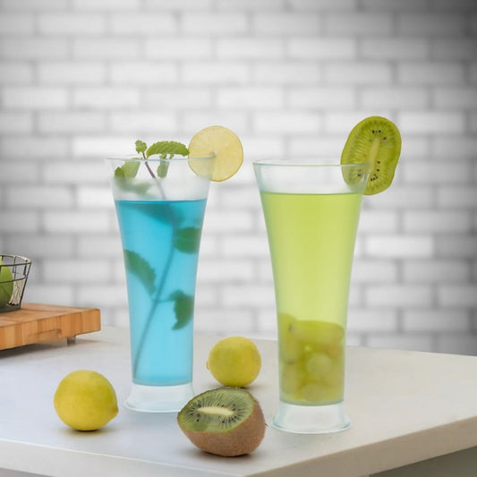 High Quality Faluda, ice cream, Juicer and Water Glasses Set of 6 Transparent, Drinking Water Glasses Stylish Glasses for Faluda, Water, Juice, Glass Set of 6 Pcs (Plastic 300 ML Approx)