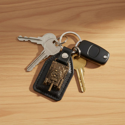 Premium Military Tank Design Leather Finish Keychain (1 Pc)